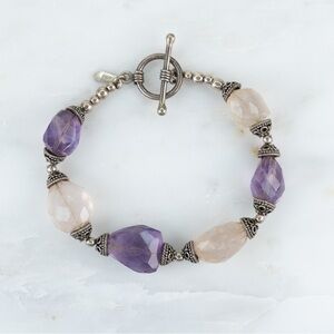 Elegant Amethyst and Rose Quartz Bracelet